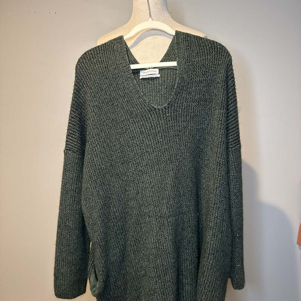 Urban outfitters‎ Olivaceous Gray V Neck V Back Oversized Cropped Sweater dress